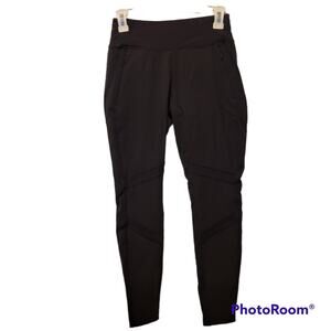 Athleta Highline‎ Hybrid Summiter Legging Performance Black Slanted Stripes 4P